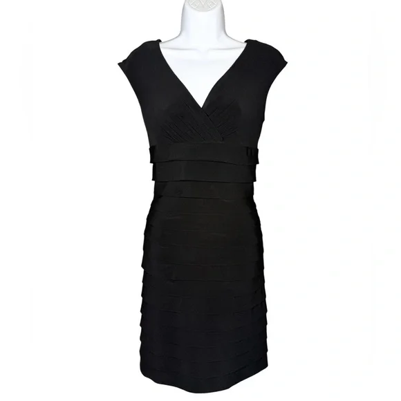 American Living Black Cap Sleeve Midi Dress size 4 - Picture 2 of 6